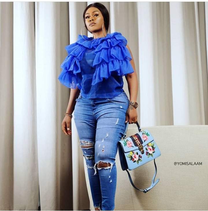 Actress Daniella Okeke Stuns In Blue Ruffled Outfit