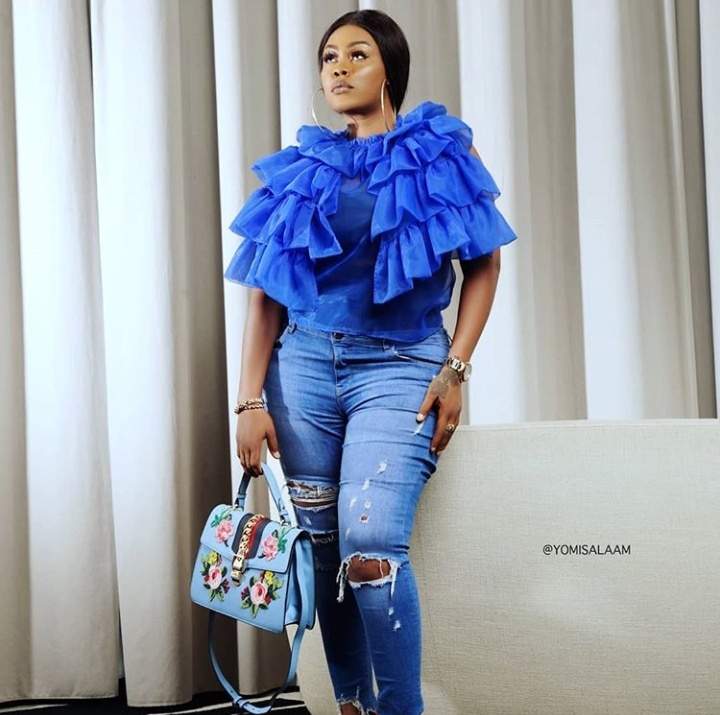 Actress Daniella Okeke Stuns In Blue Ruffled Outfit