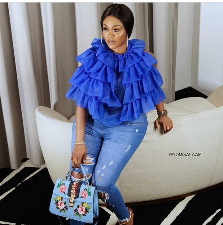 Actress Daniella Okeke Stuns In Blue Ruffled Outfit