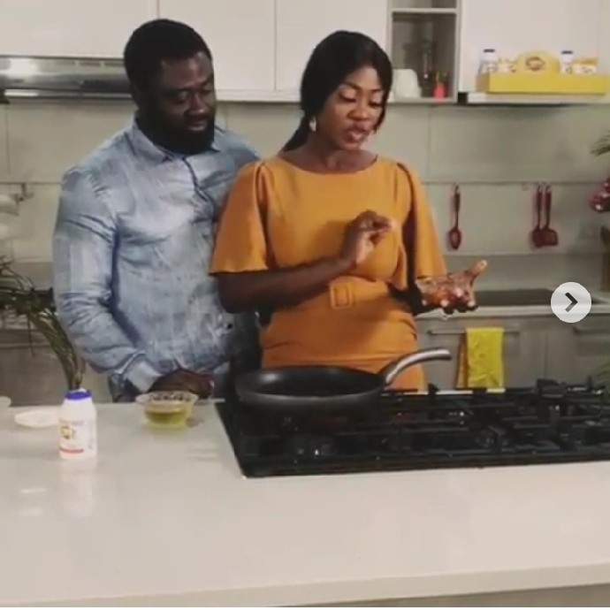 Mercy Johnson And Husband Kiss In The Kitchen On Her Cooking Show