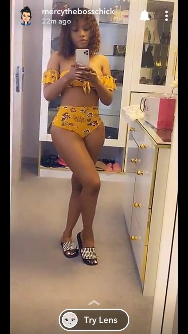 Mercy Eke In A Flowered, Yellow Bikini After Swimming (Video)