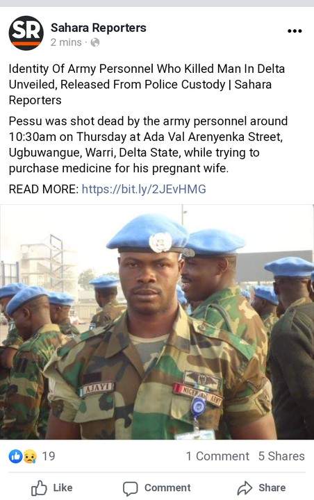 Identity Of The Soldier Who Killed Man In Warri Unveiled (Photo)