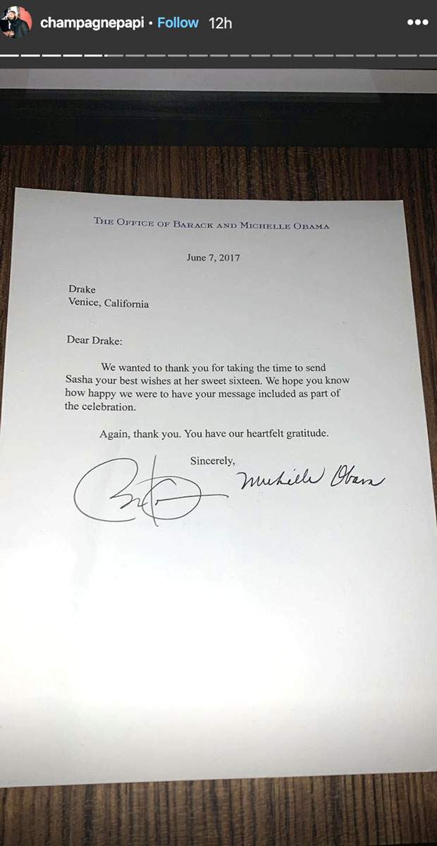 Drake Obama Letter