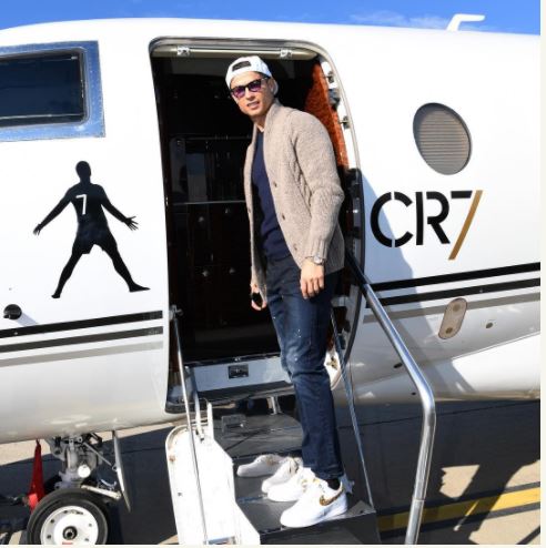 Real Madrid Star, Ronaldo Flies Out in His Private Jet (Photo)