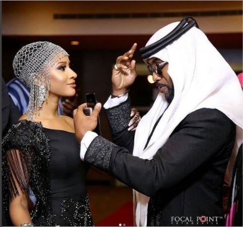 Banky W & Adesua Loved Up in Arabian Outfit at 'The Wedding Party 2' Premiere (Photos)