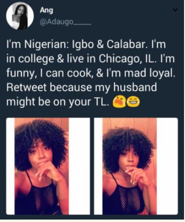 Beautiful U.S-Based Nigerian Lady is Searching For Husband On Twitter