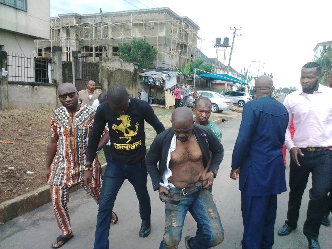 Photos Of Alleged Thugs Nabbed After Invading Abia APC Secretariat And Carting Away Valuables