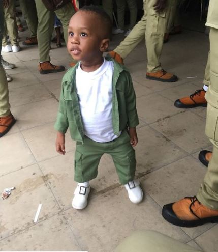 Female Corps Member Dresses Up Her Little Son In NYSC Outfit As She Passes Out (Photos)