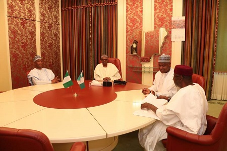 Photos Of Buhari Meeting With Saraki And Dogara Today