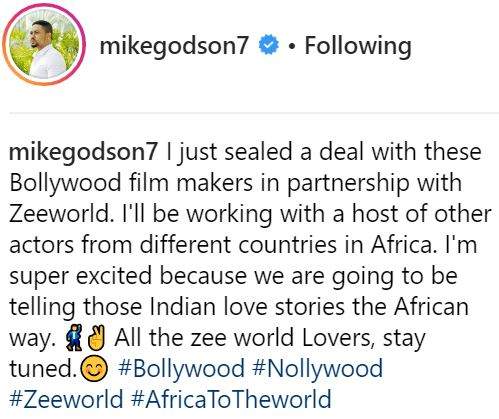 Wow! Nollywood Star, Mike Godson Signs Deal With Bollywood, Set To Feature In Zee World (Photos)