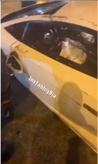 Man Escapes Tragic Death After Crashing His Lamborghini At Night In Lagos (Video)