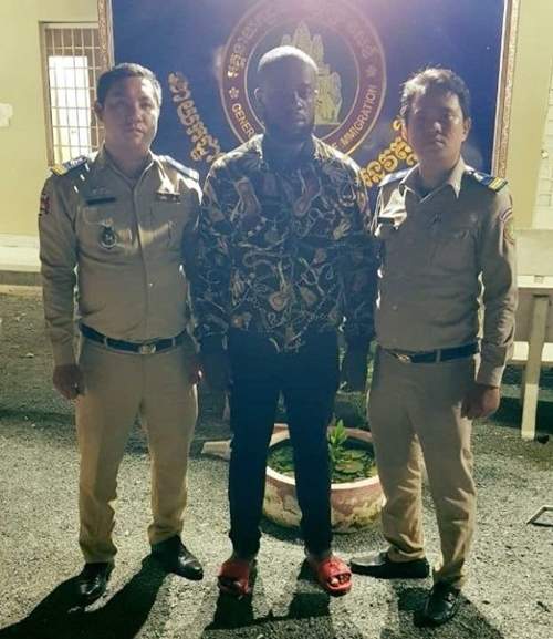Photos Of A Nigerian Man Arrested In Cambodia For Overstaying Visa