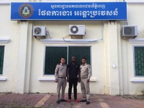 Photos Of A Nigerian Man Arrested In Cambodia For Overstaying Visa