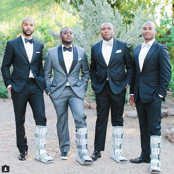 Groom Broke His Leg Before His Wedding, See What He & His Groomsmen Wore (Photo)