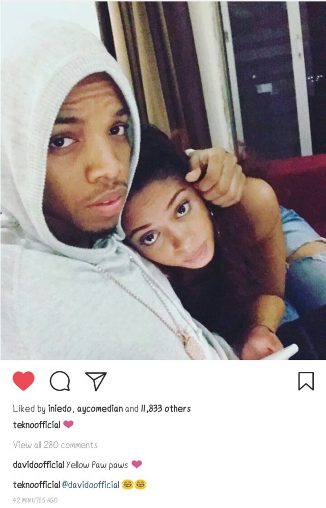 Lola Rae and Tekno Loved Up in New Photo, Davido Comments (Read)