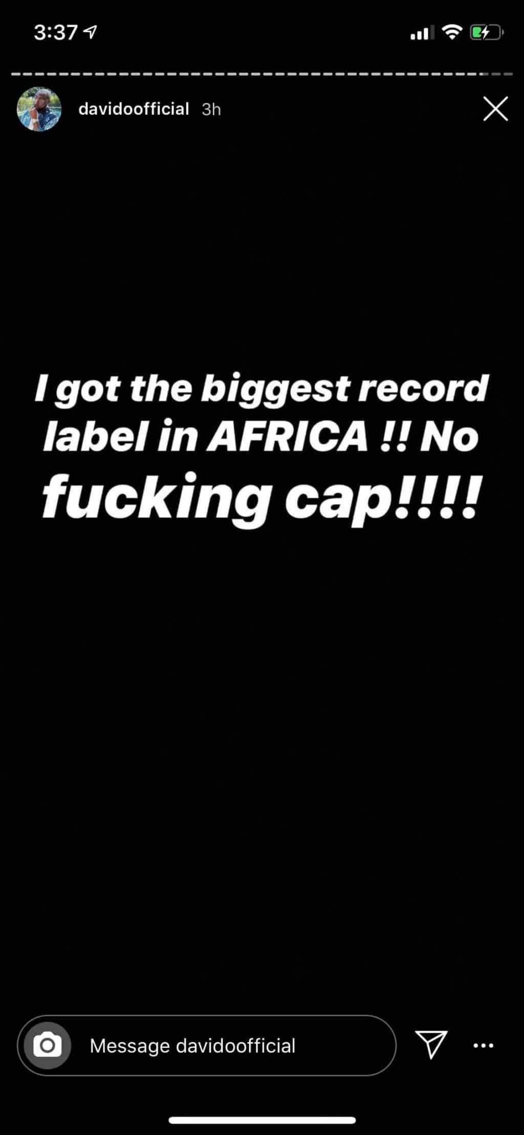 'I have the biggest record label in Africa' - Davido boasts