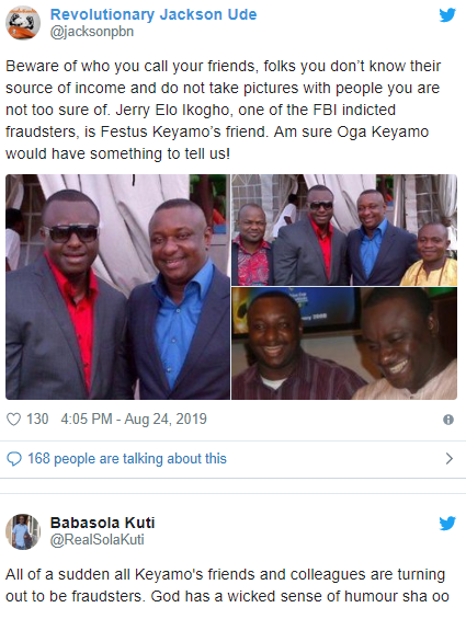 Festus Keyamo reacts to trending photo of himself and one of the 77 Nigerians arrested by the FBI for online fraud