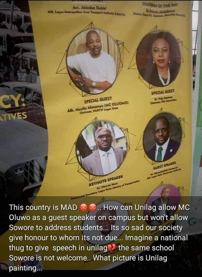 Nigerians react as MC Oluomo is invited as a 'special guest' at an event inside the University of Lagos