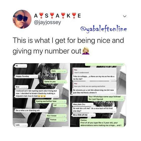 Nigerian Lady shares conversation with a guy who is crushing on her, but can't express himself properly