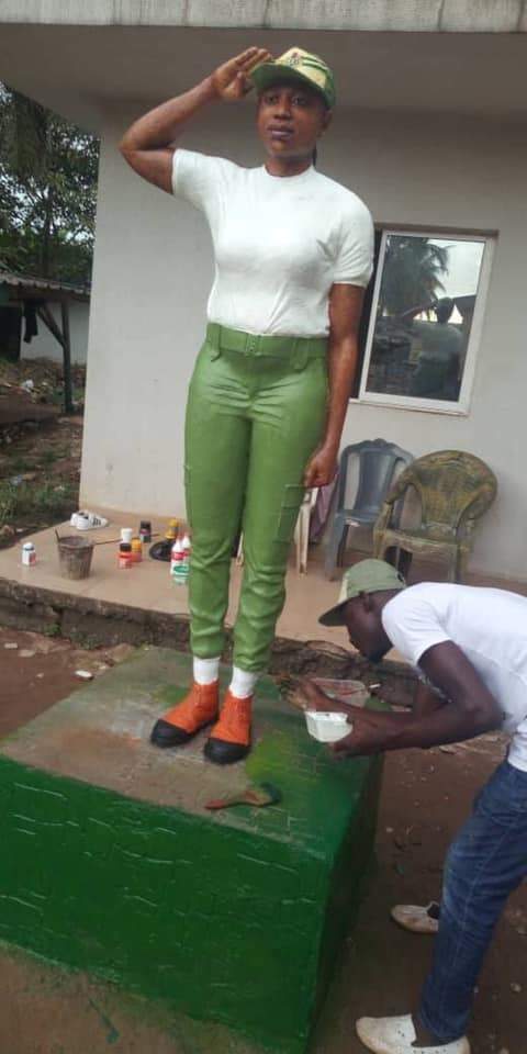 Talented Male corps member creates a realistic looking sculpture in Edo state