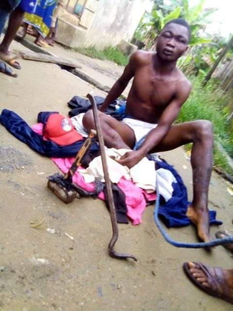 Young man gets stripped and brutally whipped for stealing solar light battery in Bayelsa community (Photos)