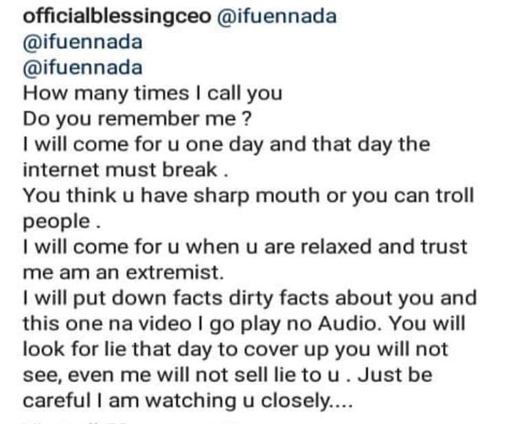 I will come for you one day and I will put out dirty facts about you - Okoro Blessing slams Ifu Ennada