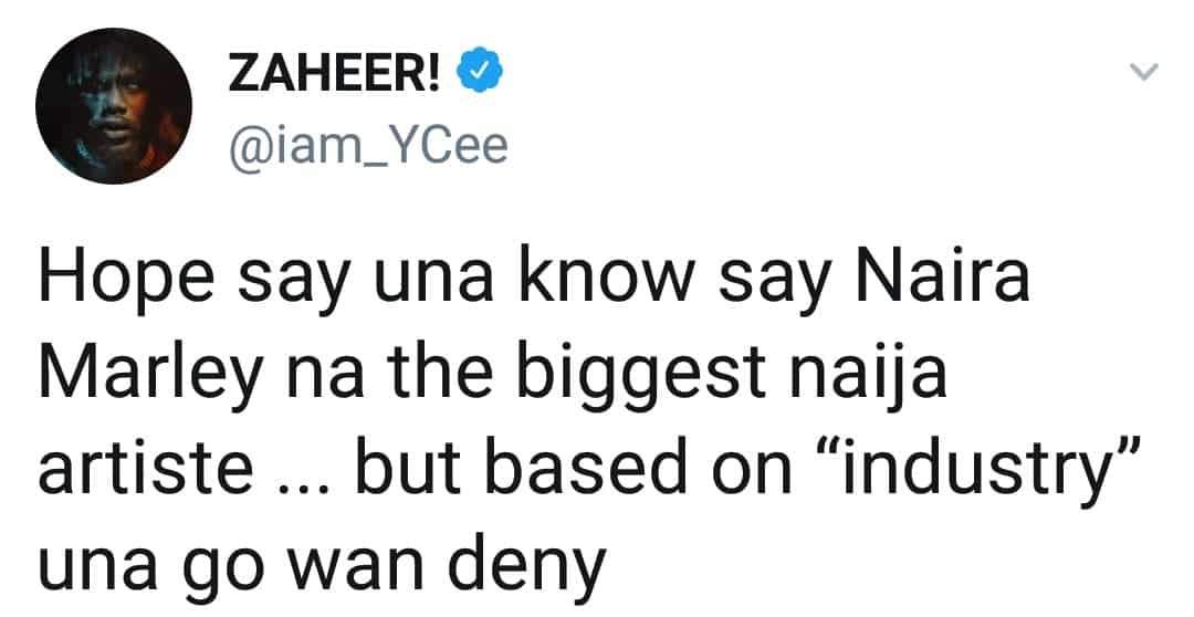 'Naira Marley is the biggest Nigerian artiste' - YCEE declares