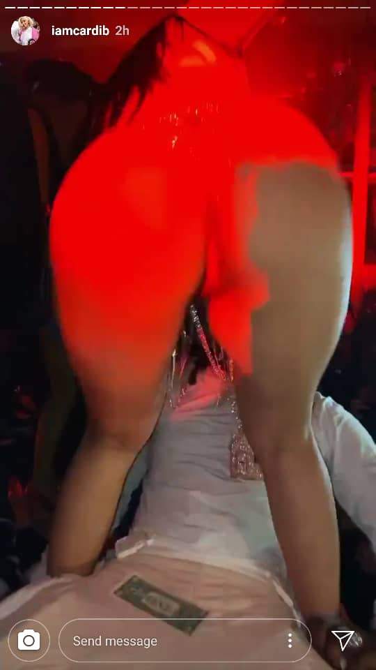 Cardi B films half-naked strippers dancing on her husband, Offset as they club together (Photos)