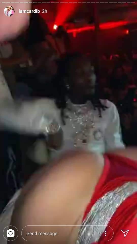 Cardi B films half-naked strippers dancing on her husband, Offset as they club together (Photos)