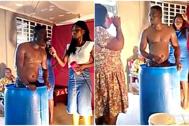 Pastor bathes in church, asks church members to drink his bath water and they did (video)