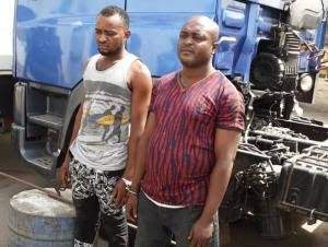 Police arrest 2 men in military camouflage for hijacking petrol tanker in Lagos