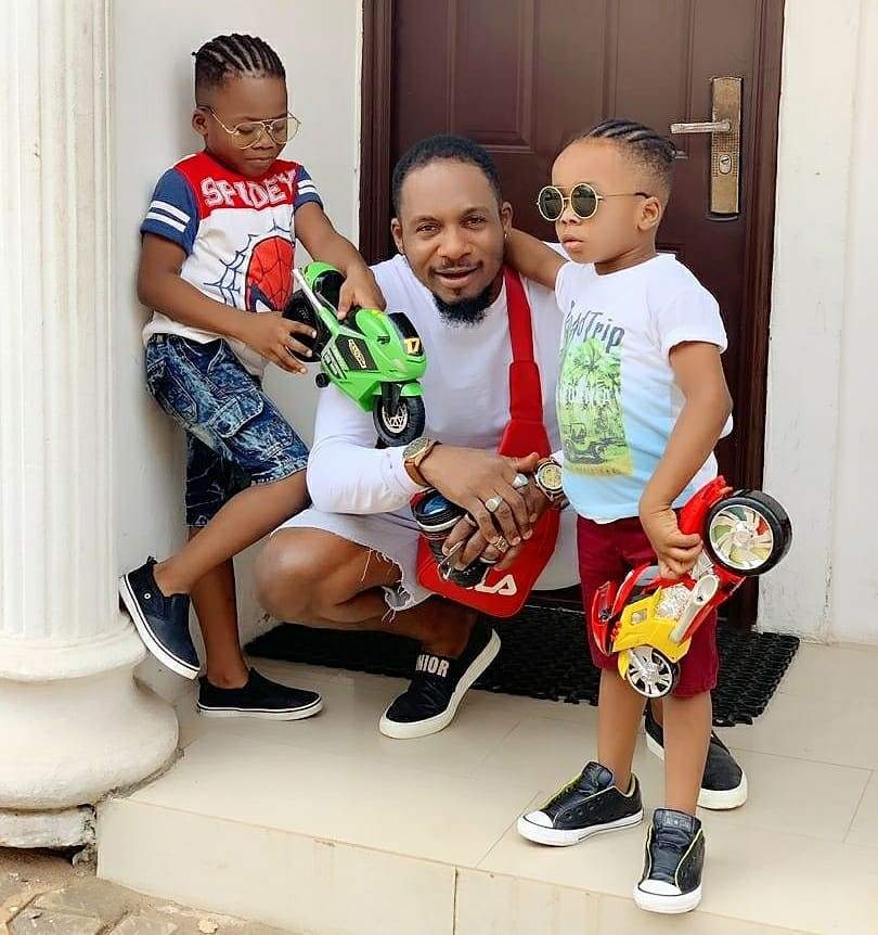 Nollywood Actor, Junior Pope accused of leading his kids astray for plaiting their hair