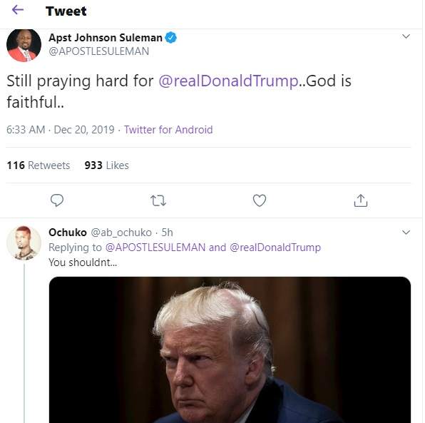 I'm Praying Hard For Donald Trump - Apostle Suleman