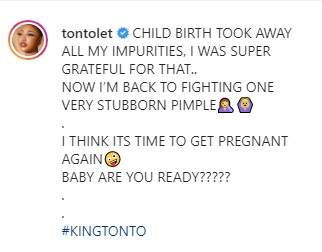 'I think it's time to get pregnant again' - Tonto Dikeh