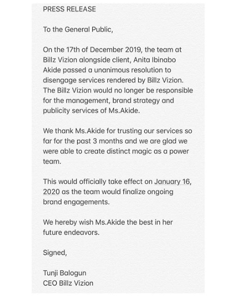 Teebillz Releases Official Statement Confirming End Of His Management Deal With Tacha