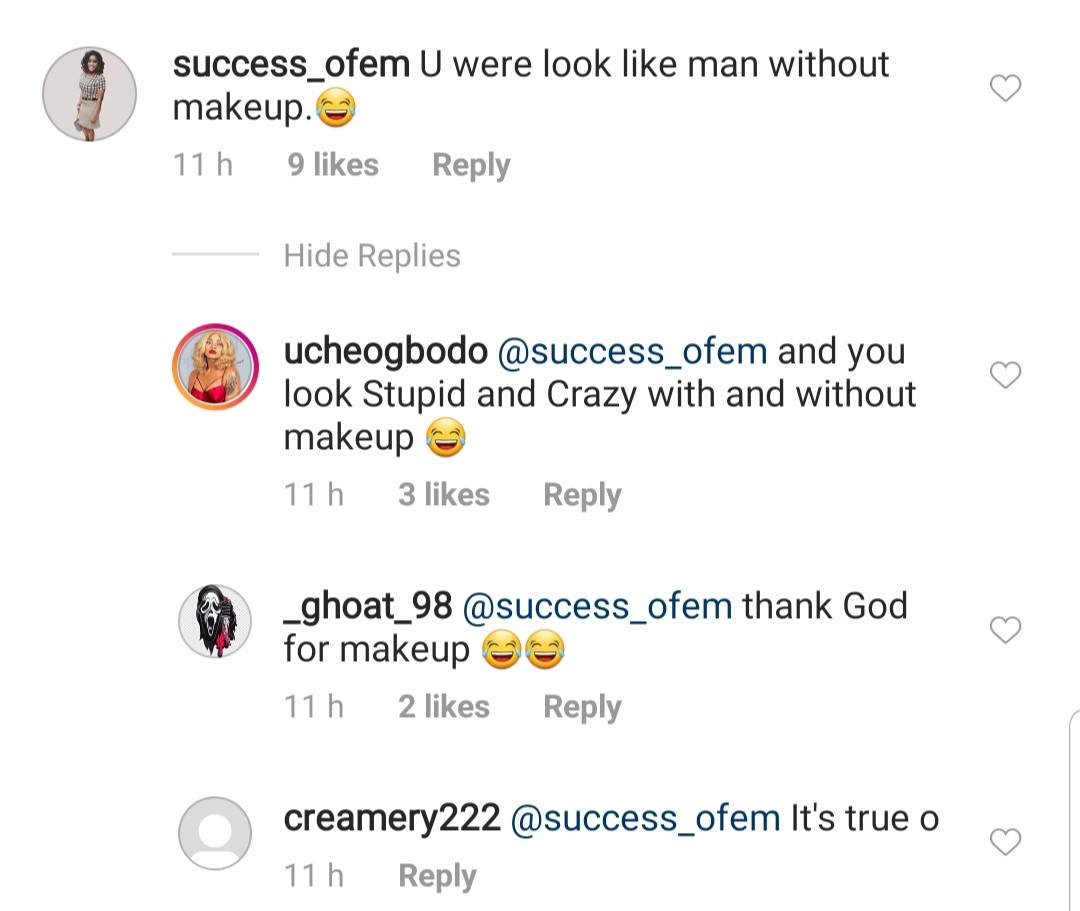Uche Ogbodo replies trolls who said she looks like a man in a new photo she shared.