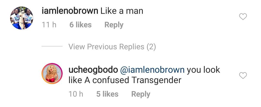 Uche Ogbodo replies trolls who said she looks like a man in a new photo she shared.