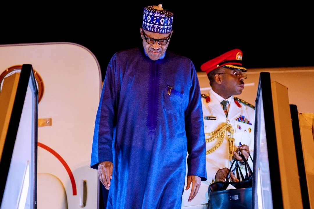 President Buhari returns to Nigeria from London where he participated in the UK-Africa Investment Summit