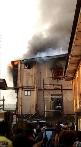 Fire guts building in Ketu, Lagos... Two children rescued. (video)
