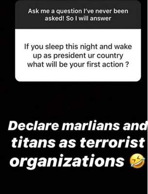 Comedian Bovi says he will declare Marlians & Titans terrorist organisations if he is president