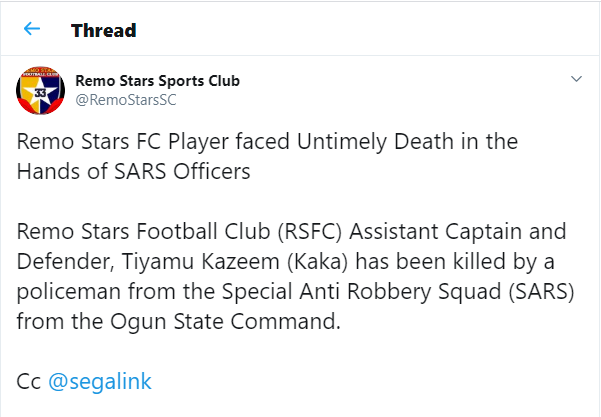 How SARS officers allegedly killed a Nigerian footballer, Tiyamu Kazeem in Sagamu