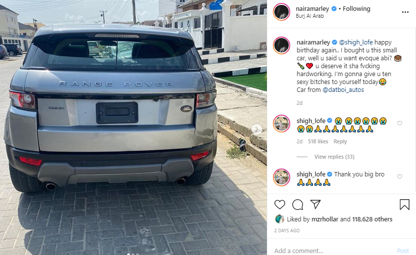 Naira Marley gifts Zlatan Ibile's girlfriend Range Rover for her birthday