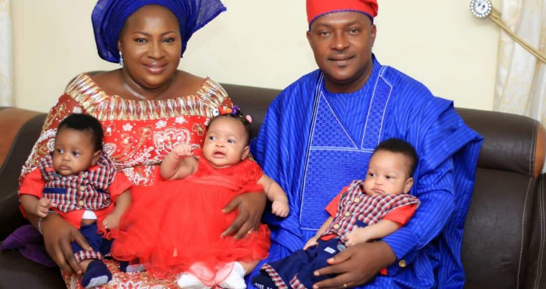 Nigerian Pastor and wife welcome triplets, 18 years after their first child.