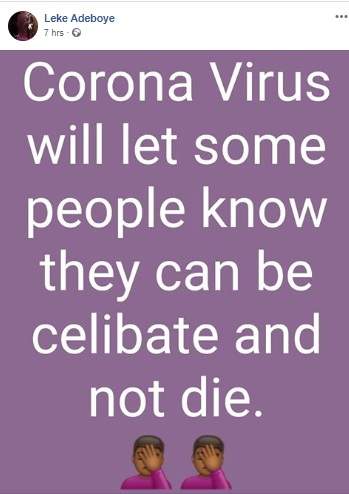 Coronavirus will make some people know they can survive without sex- Leke Adeboye