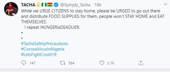 Hunger is deadlier than coronavirus - Tacha