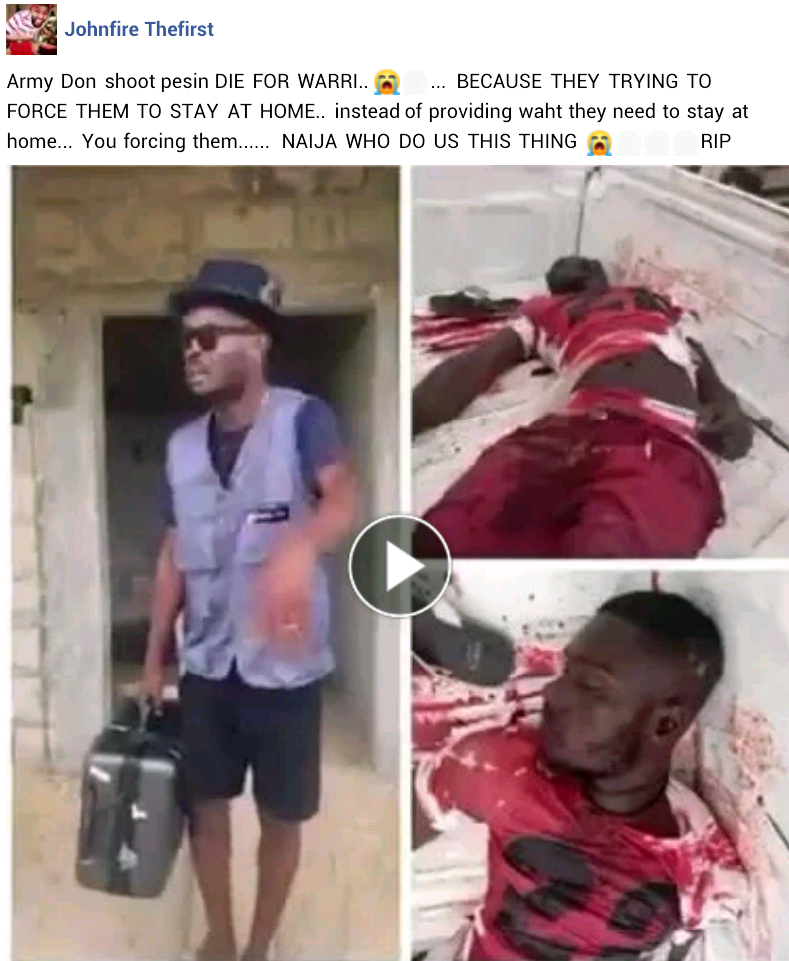 Photos of the young man shot dead by soldier enforcing lockdown order in Warri
