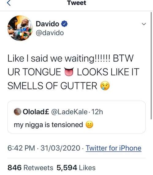 Davido lashes follower who trolled him on Twitter and it's pure savage!