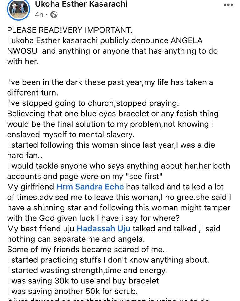 Nigerian lady calls out popular social media influencer, Angela Nwosu after blue eye bracelet she bought from her failed to work