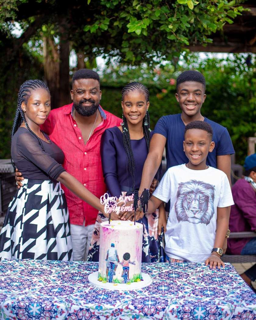 Actor and movie producer, Kunle Afolyan shares lovely photos of himself and his kids as he celebrates daughter, Eyiyemi's birthday