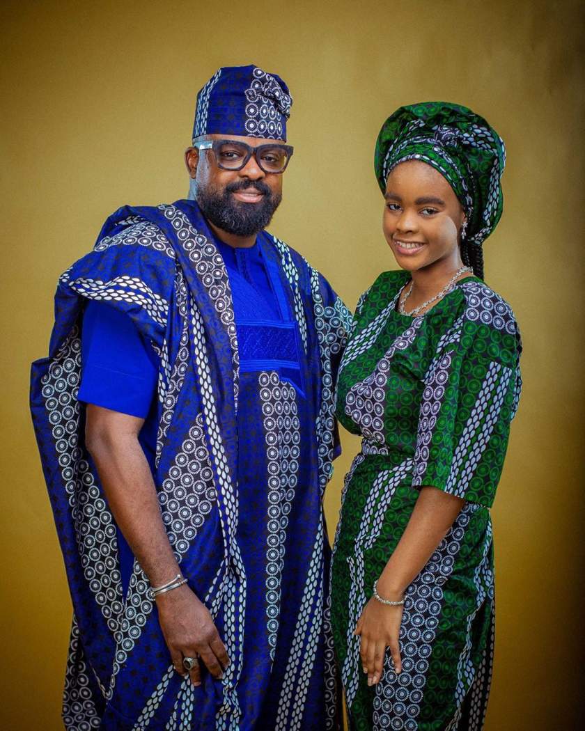 Actor and movie producer, Kunle Afolyan shares lovely photos of himself and his kids as he celebrates daughter, Eyiyemi's birthday